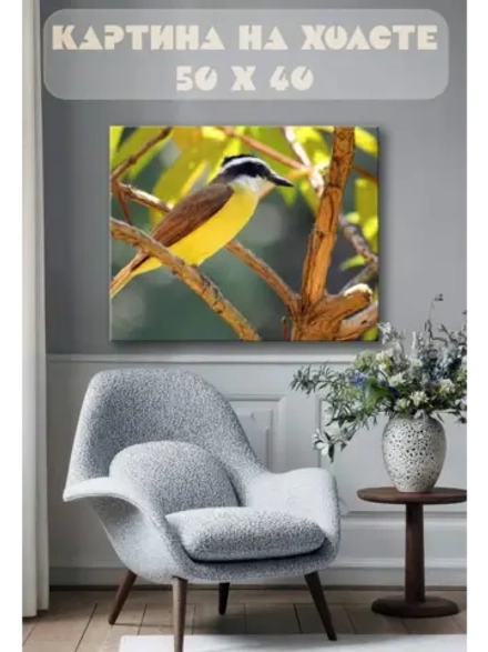 Картина на стену 40 X 50 Желтая птица питанга