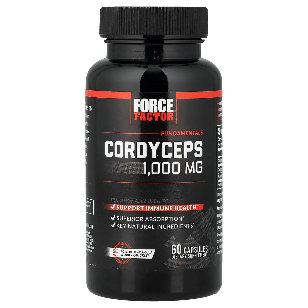 Force Factor, Fundamentals, кордицепс, 60 капсул