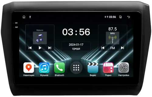 Магнитола для Suzuki Swift 5 2016-2023 (рамка матовая) - FarCar S280 монитор 9.5" IPS на Android 13, CarPlay