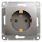 Розетка с заземлением без шторок Systeme Electric Glossa Платина GSL001243