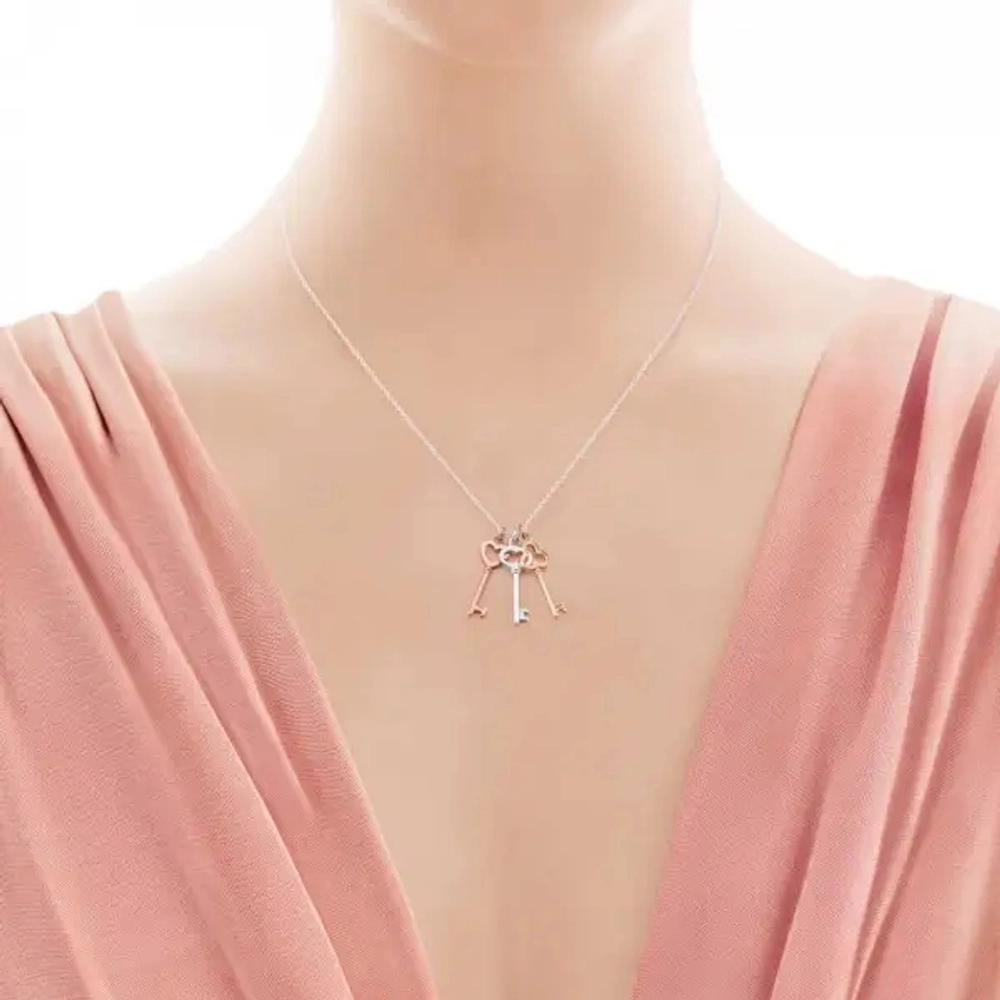 Подвеска из серебра и розового-жёлтого золота, Tiffany 💠 Keys - В наличии