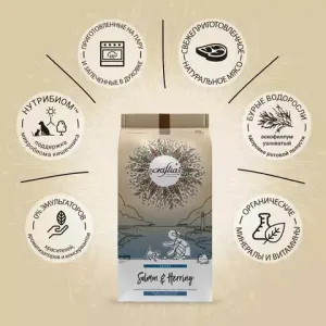 Сухой корм CRAFTIA NATURA для щенков миниатюрных и мелких пород из лосося с сельдью