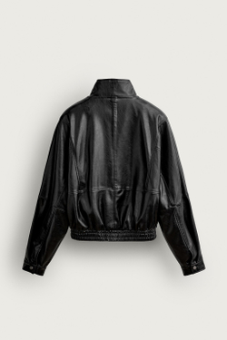 ZARA КУРТКА ПОД КОЖУ CROPPED FIT, ЧЕРНЫЙ