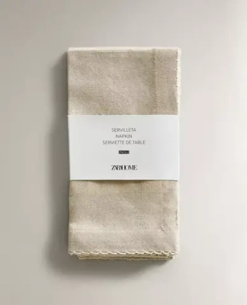 ZARA HOME САЛФЕТКИ С ФЕСТОНАМИ (НАБОР ИЗ 2 ШТ.), СВЕТЛО-БЕЖЕВЫЙ