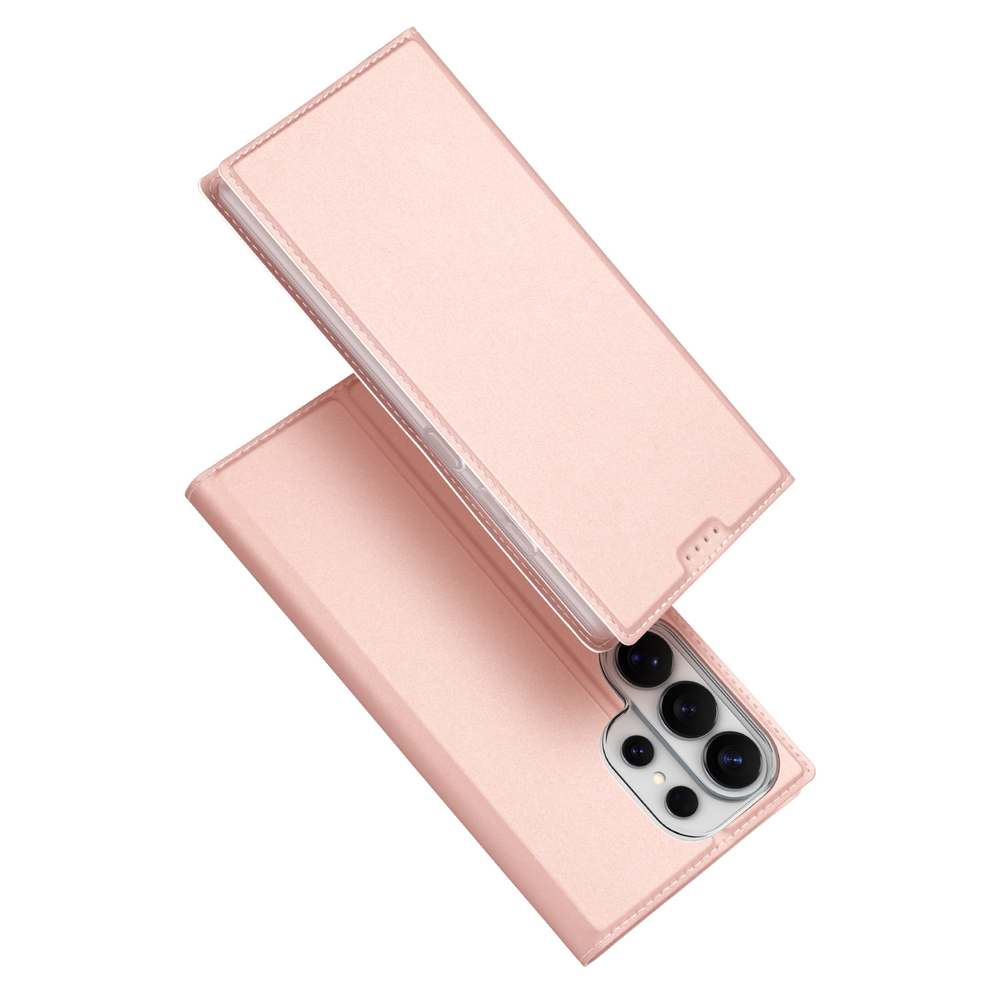 Чехол книжка розового цвета для смартфона Samsung Galaxy S26 Ultra, серия Skin Pro Series от Dux Ducis