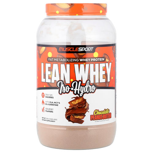 MuscleSport, Lean Whey™, Iso-Hydro, шоколад и арахисовая паста, 910 г (2 фунта)
