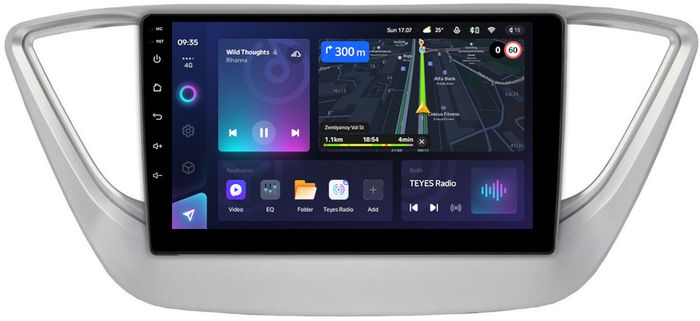 Магнитола для Hyundai Solaris 2 2017-2022 / Solaris HS (без штатной КЗВ, рамка серебро) - Teyes CC3L монитор 9" IPS на Android 10, CarPlay, 4G SIM-слот