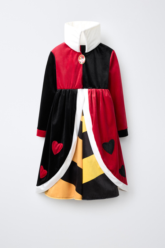 ZARA ПЛАТЬЕ КОСТЮМ КОРОЛЕВЫ СЕРДЕЦ ALICE IN WONDERLAND © DISNEY, КРАСНЫЙ/ЧЕРНЫЙ