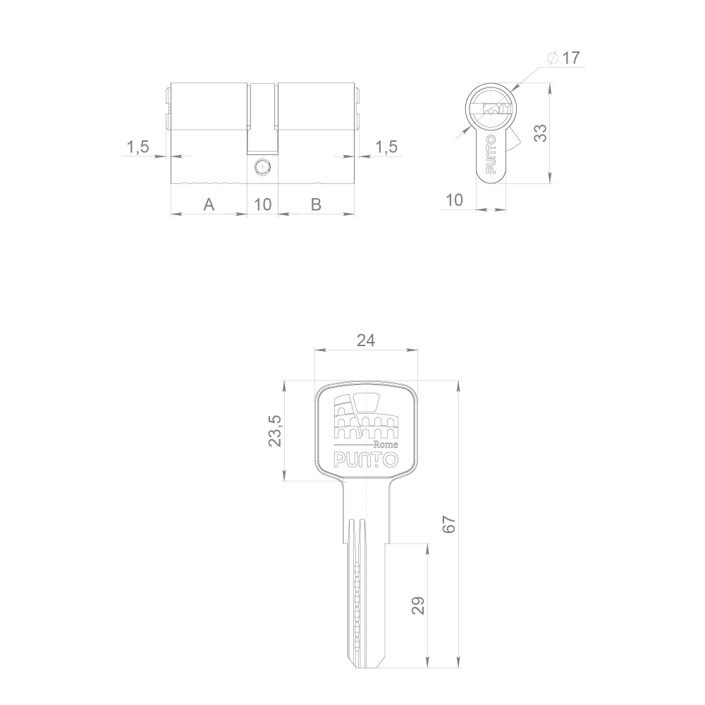 Цилиндровый механизм Z3000Key70(30+10+30) СP хром
