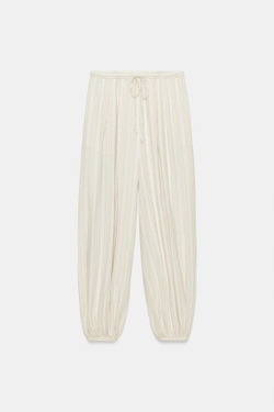 ZARA БРЮКИ-ШАРОВАРЫ В ПОЛОСКУ — ZW COLLECTION, ЭКРЮ