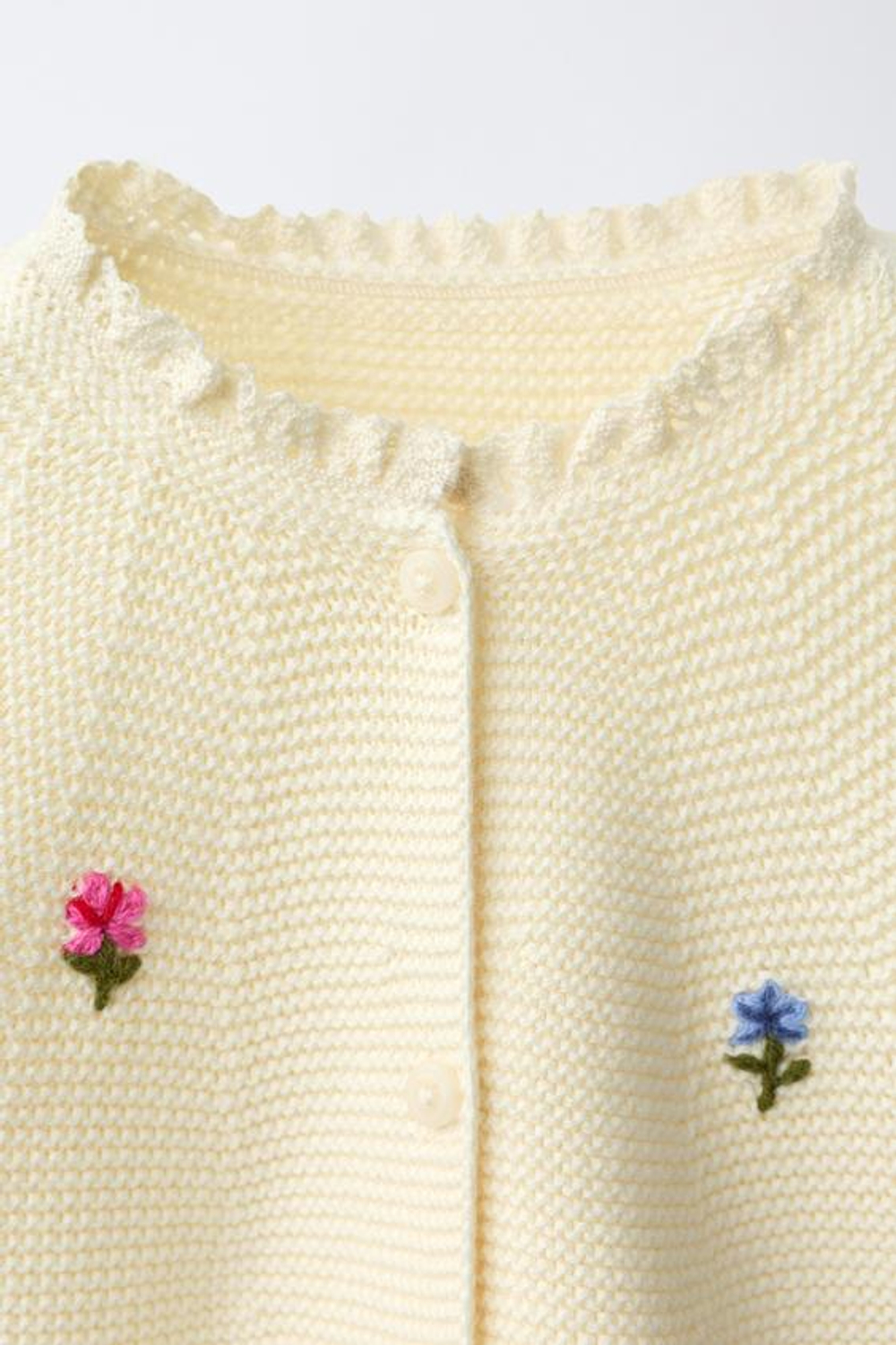ZARA КАРДИГАН С ВЫШИТЫМИ ЦВЕТАМИ, ЭКРЮ