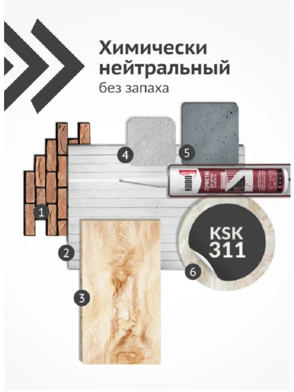 Герметик акриловый для дерева и паркета KUDO белый 280 мл