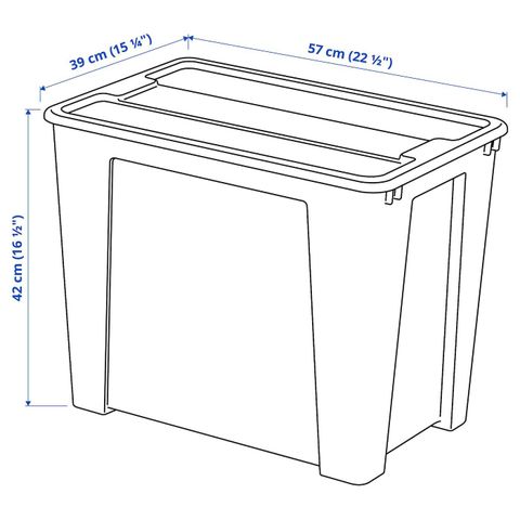 Контейнер с крышкой IKEA SAMLA (САМЛА), Прозрачный, 57x39x42 см, 65 л