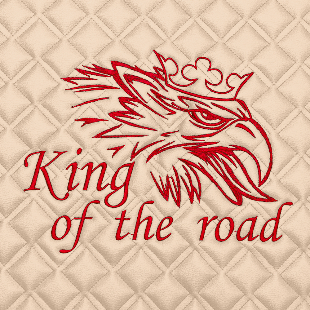 Ковры SCANIA 5 серии R (автомат), (экокожа, бежевый, бежевый кант, красная вышивка)