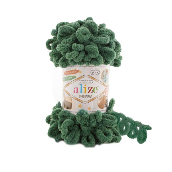 Пряжа Alize (Ализе) Puffy / уп.5 мот. по 100 г, 9м, 532 зеленая трава A