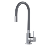 Смеситель для кухни 35k MIXLINE МЛНС-0325Х СЕРЫЙ гибкий силиконовый излив, п/гайку ХРОМ