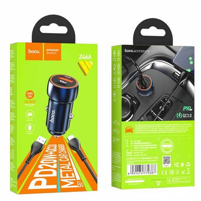Автомобильное зарядное устройство для type-c Hoco Z46A PD20W+QC3.0 (black)