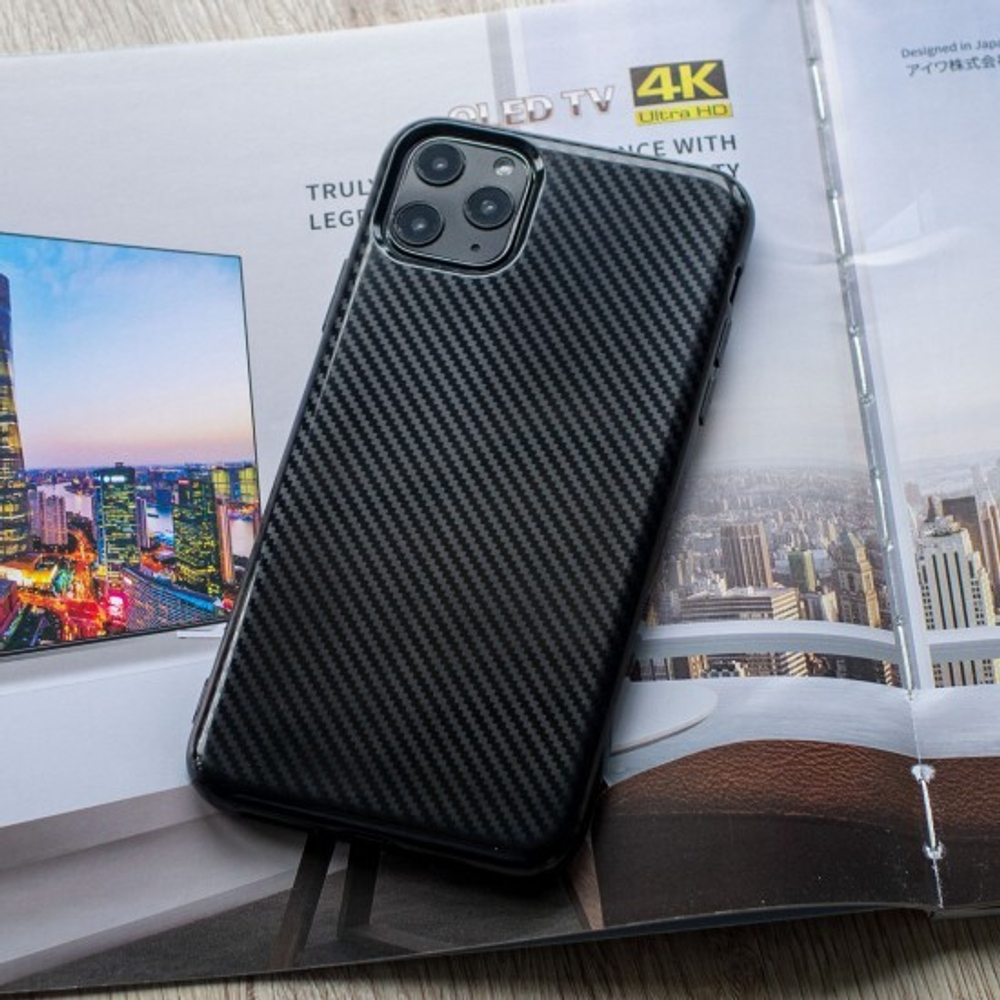 Чехол ТПУ карбон глянцевый для iPhone 11 Pro Max, 011457 Коричневый