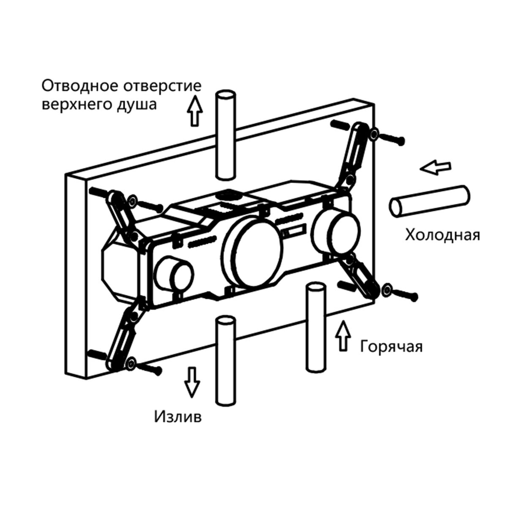 Встраиваемый смеситель для душа Vincea  VSCV-432TMB трехфункциональный, термостатический, черный