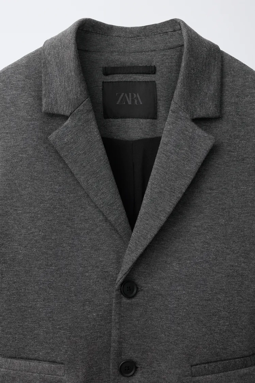 ZARA ОДНОТОННЫЙ КОСТЮМНЫЙ БЛЕЙЗЕР, СЕРЫЙ МЕЛАНЖ
