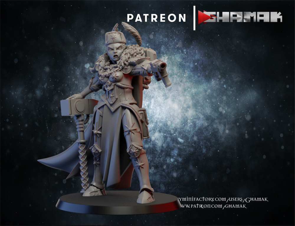 Adepta Sororitas Красная Сестра Маршал №2 миниатюра для dnd, днд, pathfinder, фентези, Настольная игра, НРИ, Варгейм, РПГ