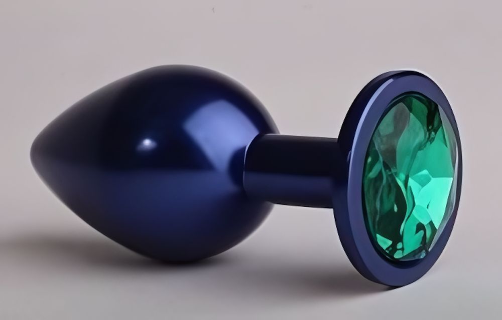 Анальная пробка металл синяя с зеленым стразом 7,6х2,8см 47415-6MM Анальная пробка металл синяя с зеленым стразом 7,6х2,8см 47415-6MM