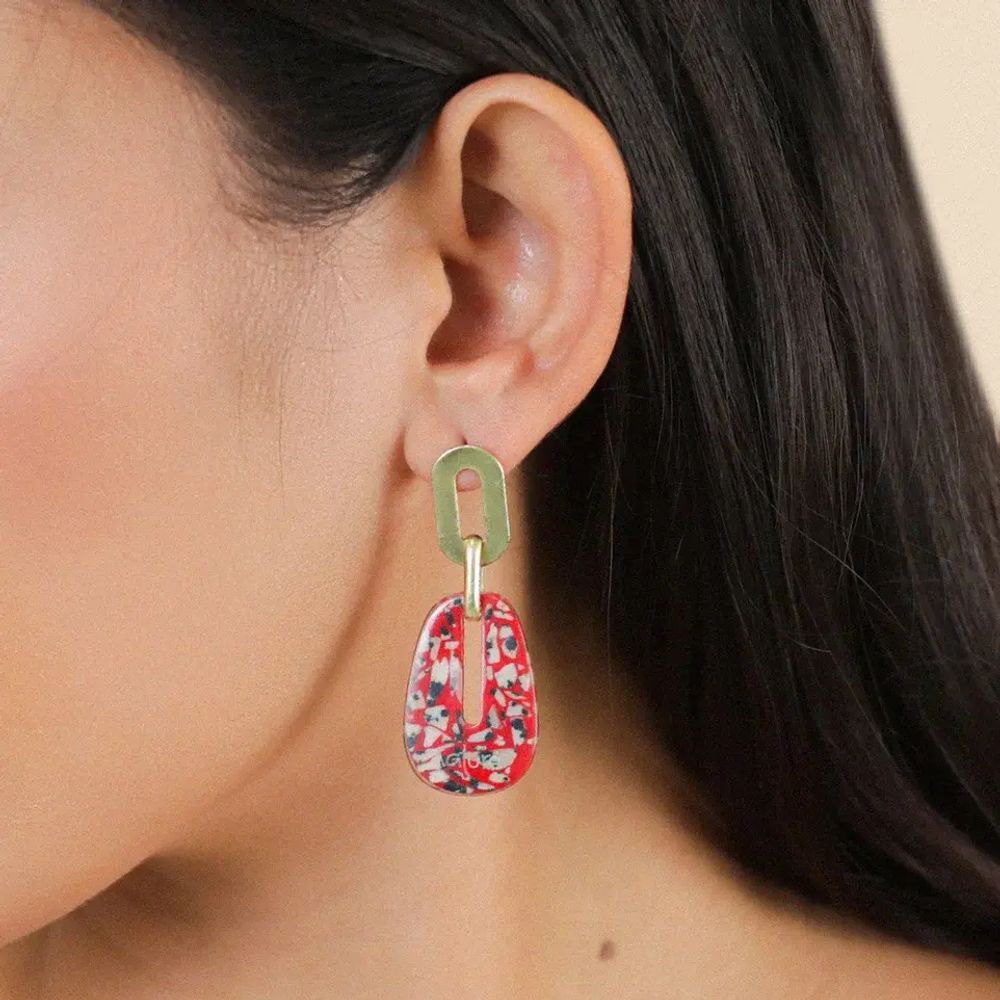 Серьги Nature Bijoux, Sicilia, с далматинской яшмой в смоле, NB25.2-12-90362 (красный)
