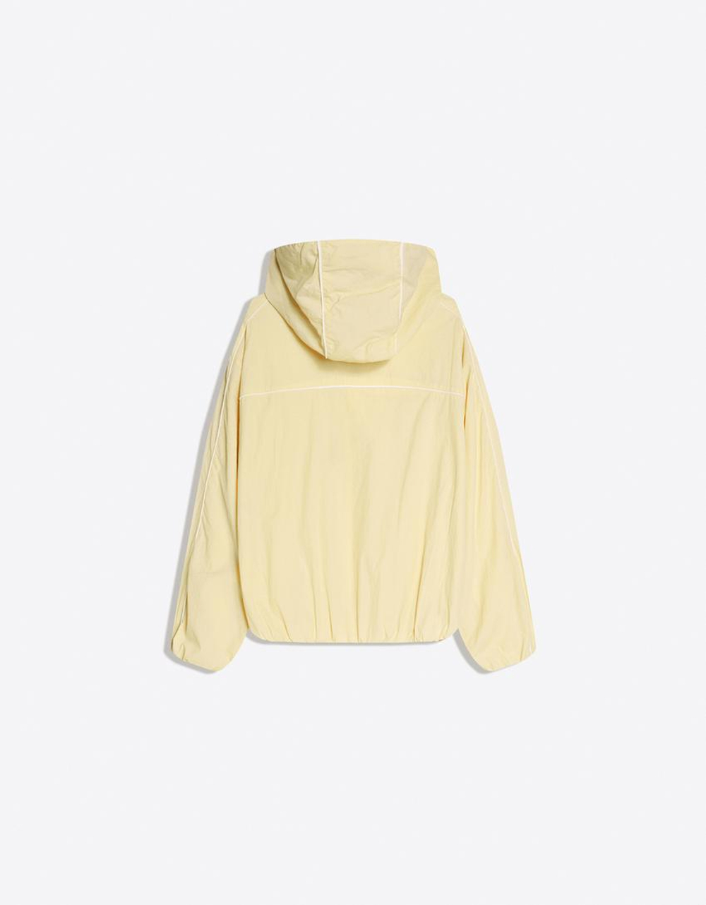 BERSHKA Спортивная куртка с капюшоном, желтый