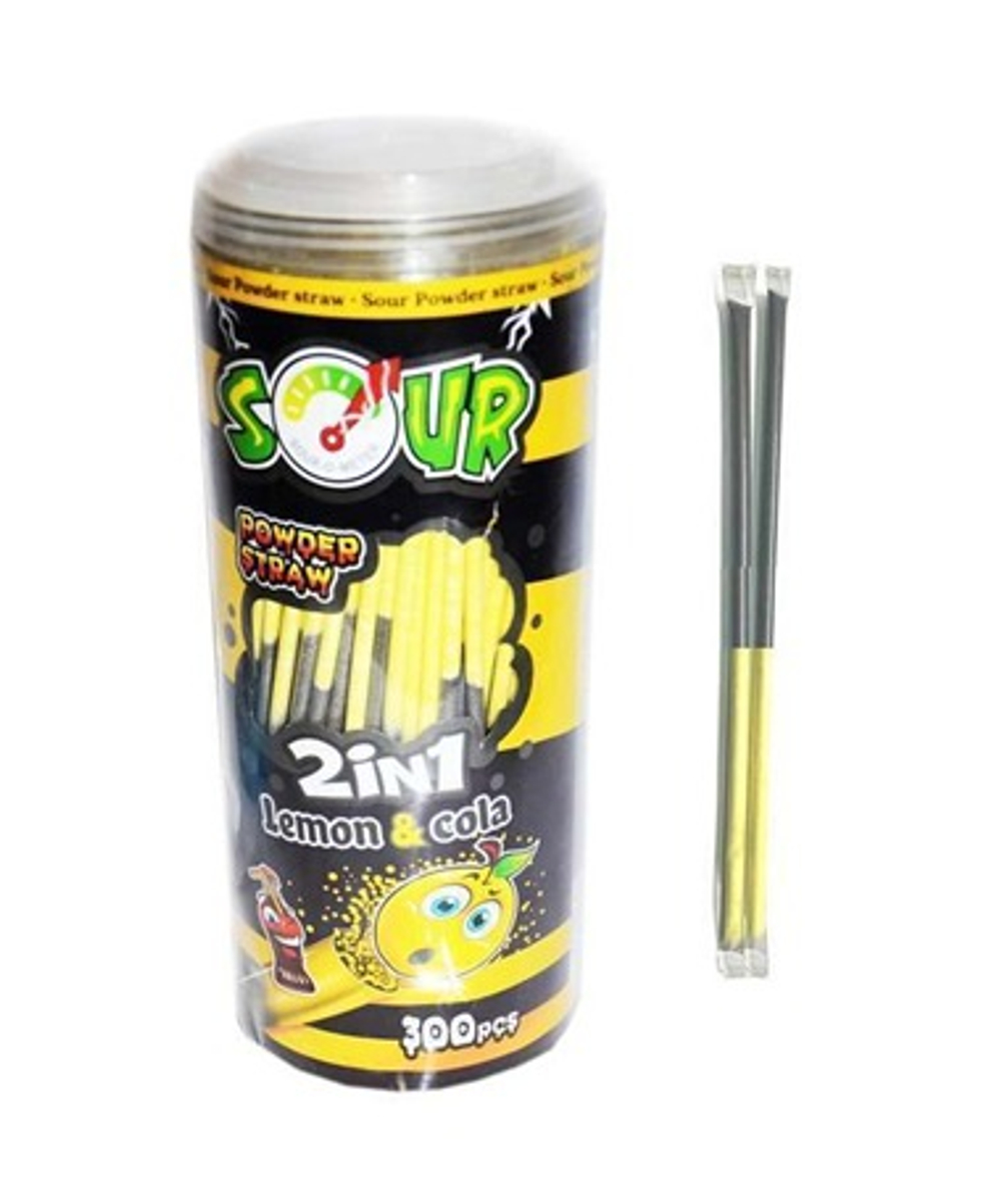 Шипучка в трубочке Powder straw cola-lemon 2 in 1  4гр   300шт  туба