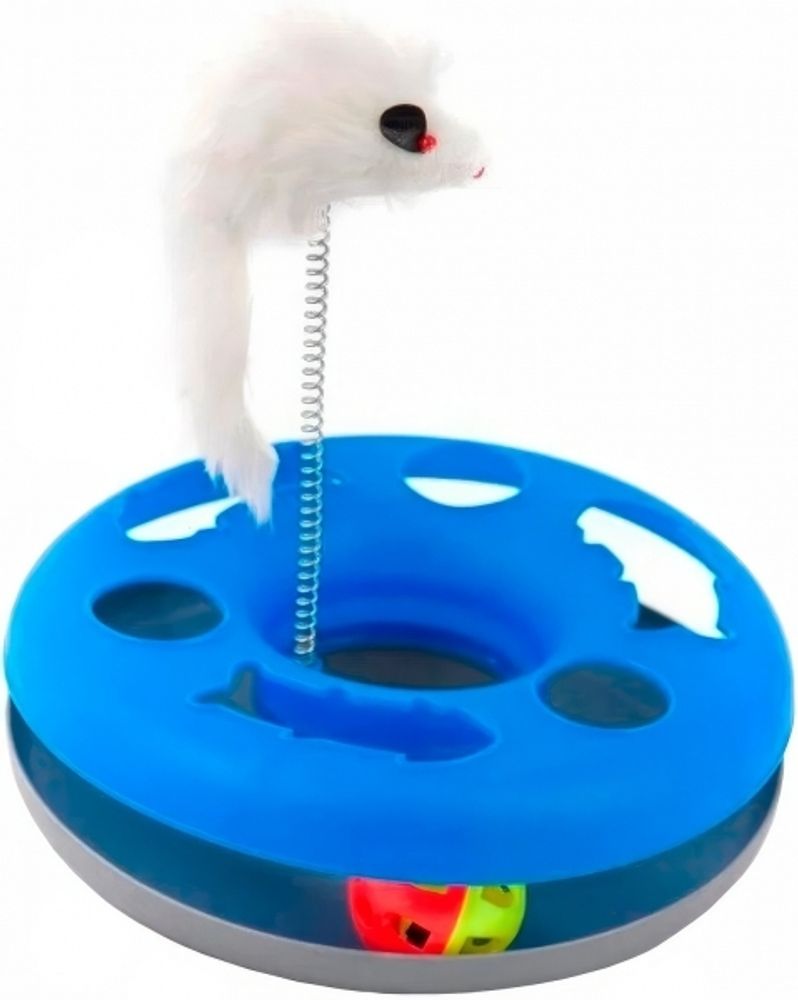 Homecat игрушка для кошек, трек пластиковый с мячом и мышкой, 24 х 8 см