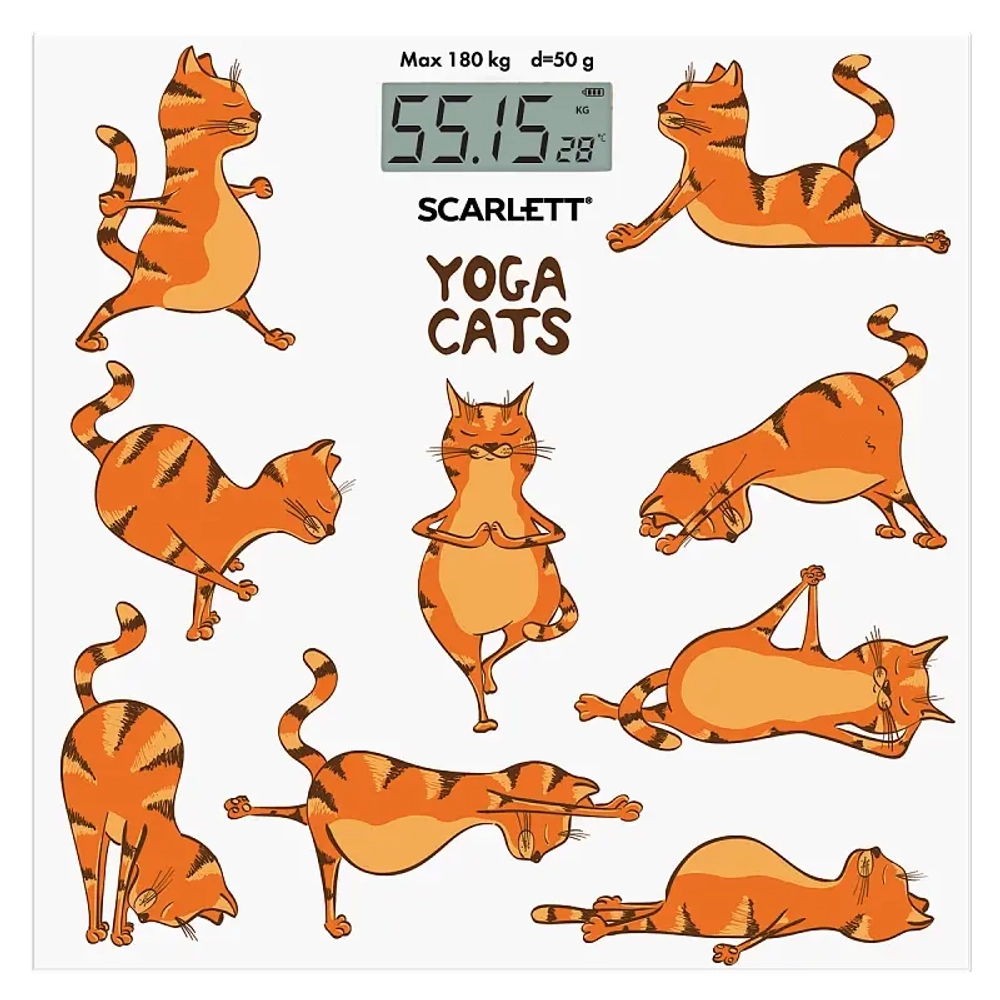 Весы напольные SCARLETT SC-BS33E077 (йога коты)