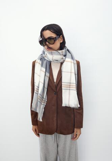 STRADIVARIUS Клетчатый шарф, серый