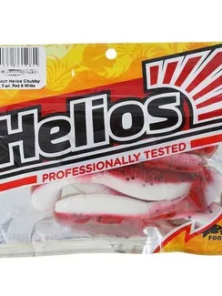 Виброхвост Helios Chubby 9 см Red & White HS-4-003 (набор 5 шт)