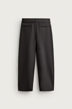 ZARA БРЮКИ BALLOON FIT С РЕМНЕМ И ЗАЩИПАМИ, КОРИЧНЕВЫЙ