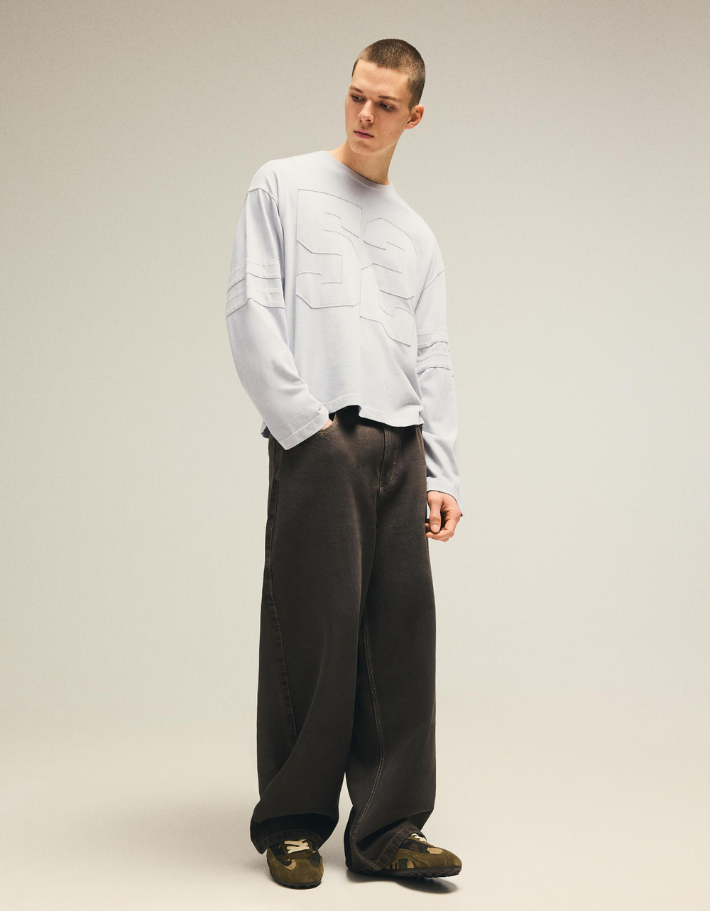 Мужской лонгслив с принтом, арт. 3025/443 - BERSHKA