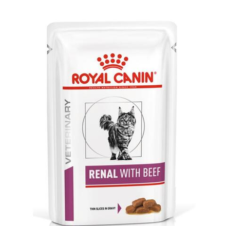 Корм для кошек с проблемами почек, кусочки в соусе с Говядиной Royal Canin RENAL