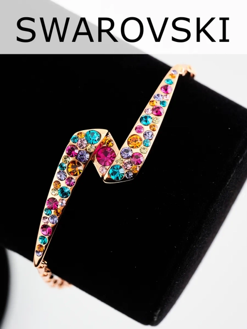 Браслет Молния с разноцветными кристаллами Swarovski