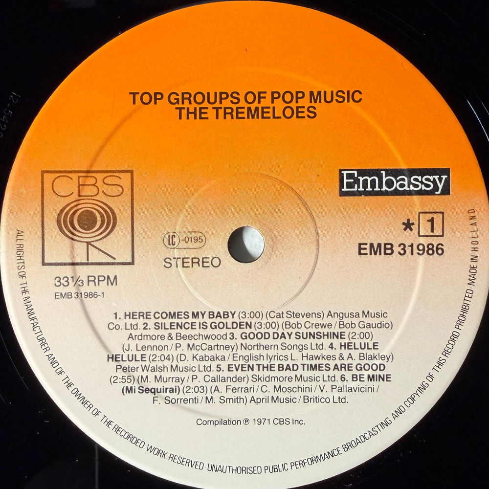 The Tremeloes ‎– Top Groups Of Pop Music (Голландия 1981г.)