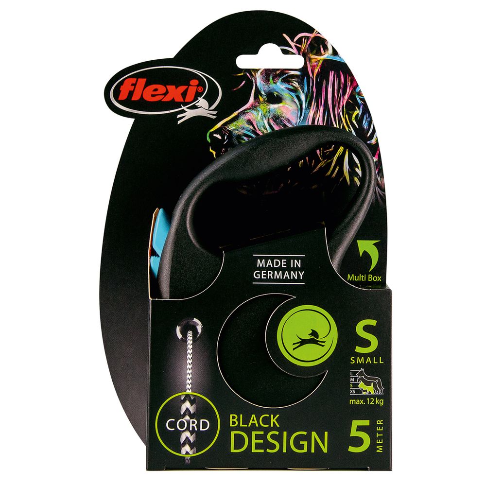 Рулетка flexi Black Design S (до 12 кг) 5 м трос черный/синий