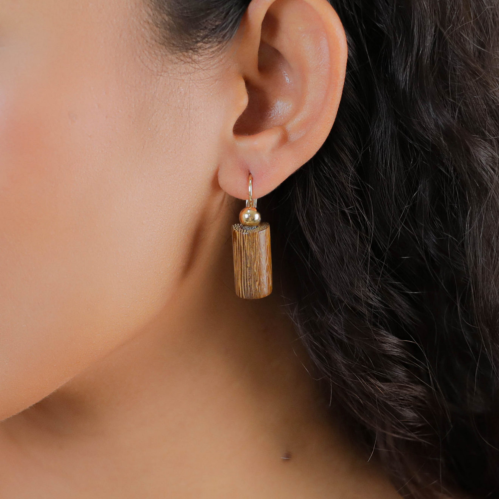 Серьги Nature Bijoux, Okawa, с деревом роблес, NB26.1-12-90597 (коричневый)
