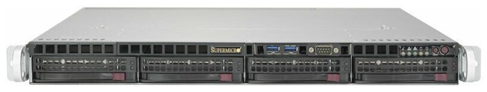 Сервер Supermicro SuperServer 5019S-MR без процессора/без ОЗУ/без накопителей/количество отсеков 3.5" hot swap: 4/400 Вт/LAN 1 Гбит/c