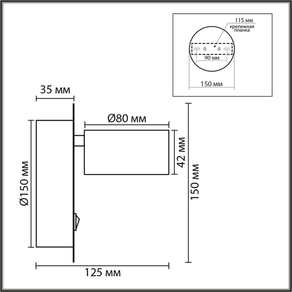 8345/1W COMFI LN26 433 серый, металл Бра GX53 LED 1*7W 220V TORINA