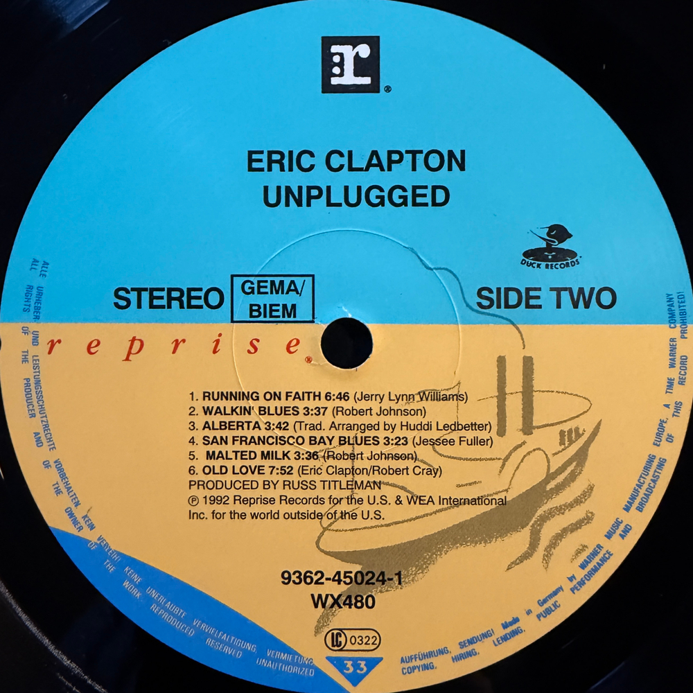 Eric Clapton ‎– Unplugged (Германия 1992г.)