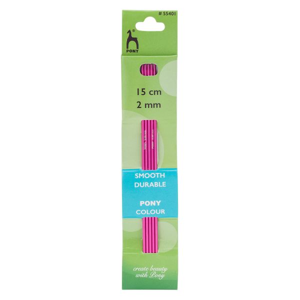 Спицы чулочные (носочные) Pony Colour ⌀2.0 мм, 15 см, алюминий, 5 шт, 55401