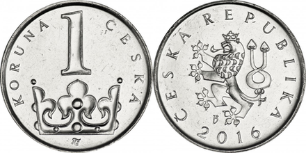 Чехия 1 крона, 1993-2024 Лев aUNC