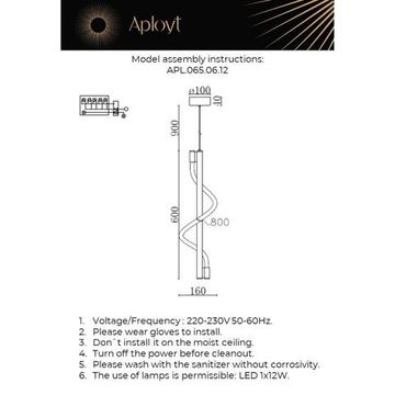 Подвесной светильник LED 12W 4000К APL.065.06.12 чёрный Luki Aployt