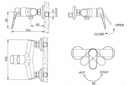 Смеситель для душа Bravat Eler F9191238CP-01-RUS схема