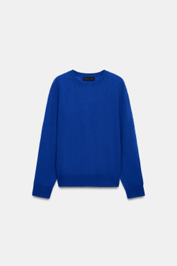 ZARA СВИТЕР ИЗ 100% ШЕРСТИ EXTRASOFT, ЯРКО-СИНИЙ