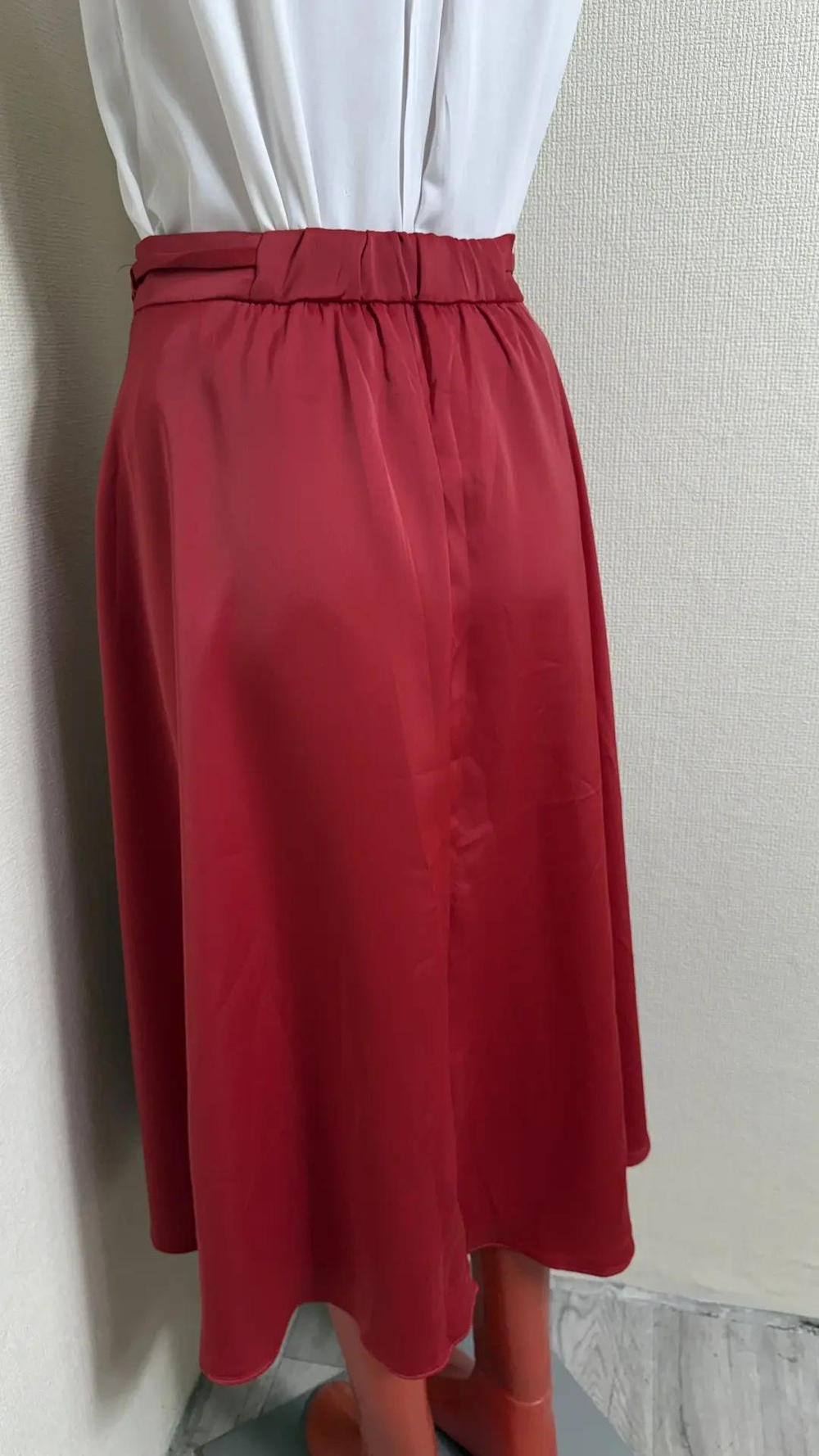 Женская юбка Zarina Collection с поясом-завязкой, красная, размер 48-50