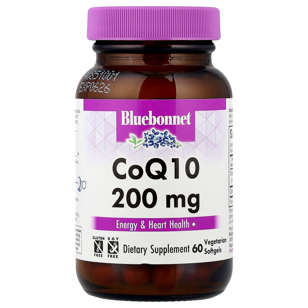 Bluebonnet Nutrition, CoQ10, 200 мг, 60 желатиновых капсул